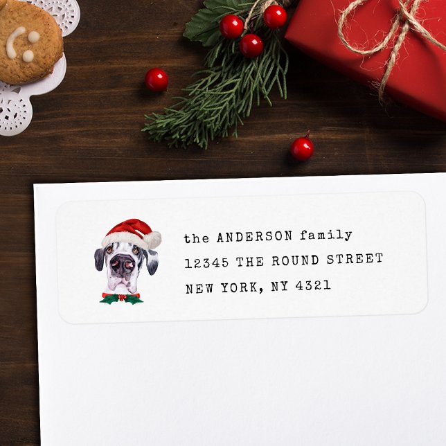 Funny Great Dane Christmas Dog Return Address (Creator Uploaded)
