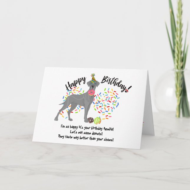 Funny Great Dane Pet Dog Birthday Card (Front)