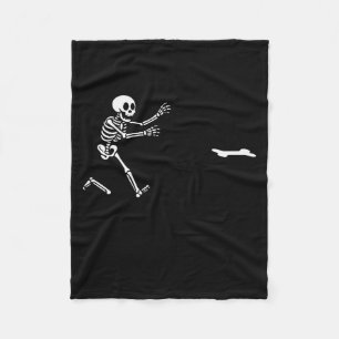 Funny Great Dane Running Skeleton Halloween _1 Fleece Blanket