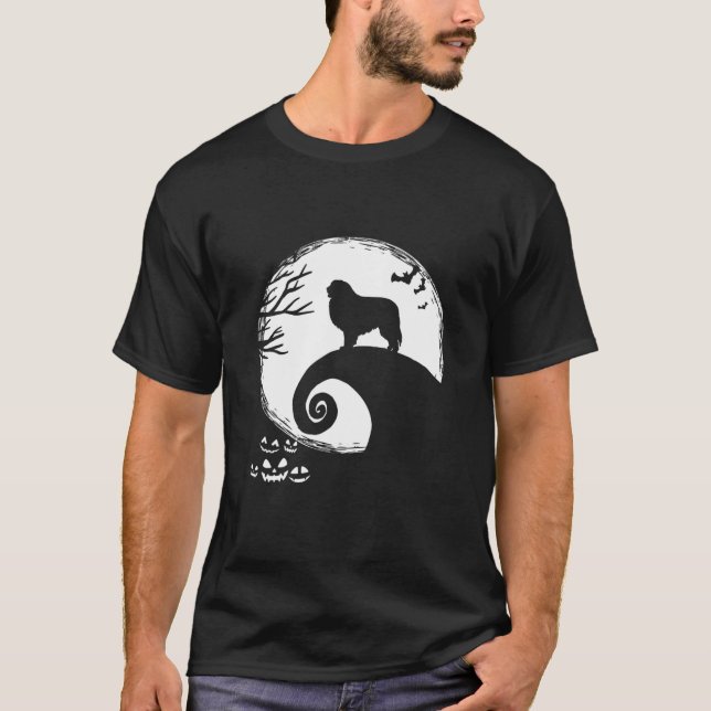 Funny Great Pyrenees And Moon Halloween Costume T-Shirt (Front)