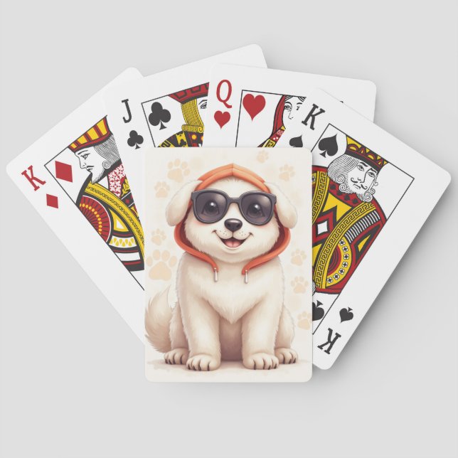 Funny Great Pyrenees Kawaii Dog Playing Cards (Back)