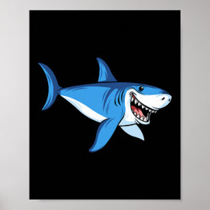 Funny Great White Shark Summer Vacation Beach Kids Poster