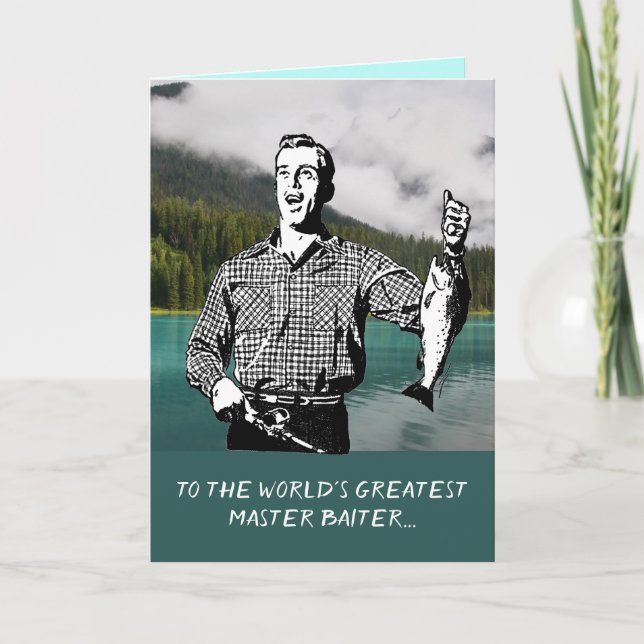 Funny Greatest Master Baiter Custom Father's Day Card (Front)