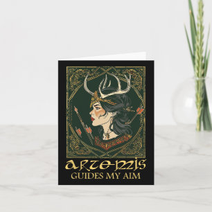 Funny Greek Goddess Artemis Deer Hunting Mythology Card