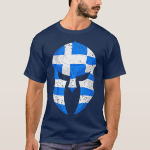 Funny Greek Spartan Helmet Flag Gift For Men Women T-Shirt