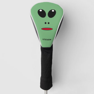 Funny Green Alien Face Personalized Mens Golf Head Cover