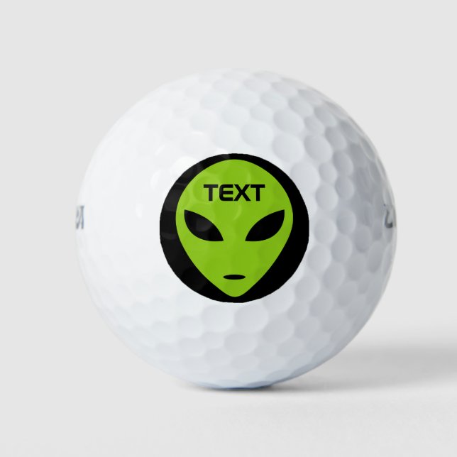 Funny green alien head custom golf ball set (Front)