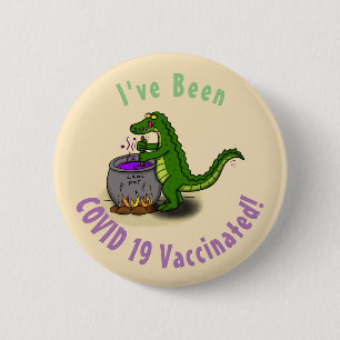 Funny green alligator cooking cartoon 2 inch round button