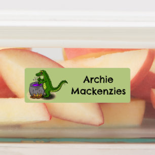 Funny green alligator cooking cartoon personalized