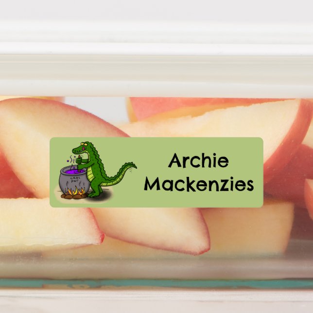 Funny green alligator cooking cartoon personalized (Affixed)