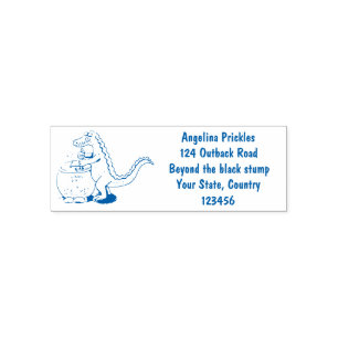 Funny green alligator cooking cartoon self-inking stamp