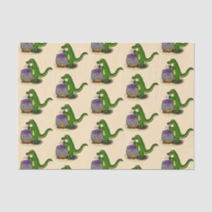Funny green alligator cooking cartoon tissue paper