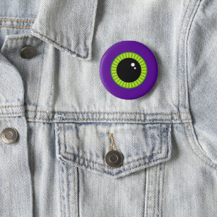 Funny Green and Purple Monster Eyeball 2 Inch Round Button