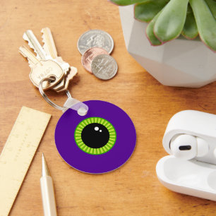 Funny Green and Purple Monster Eyeball Keychain