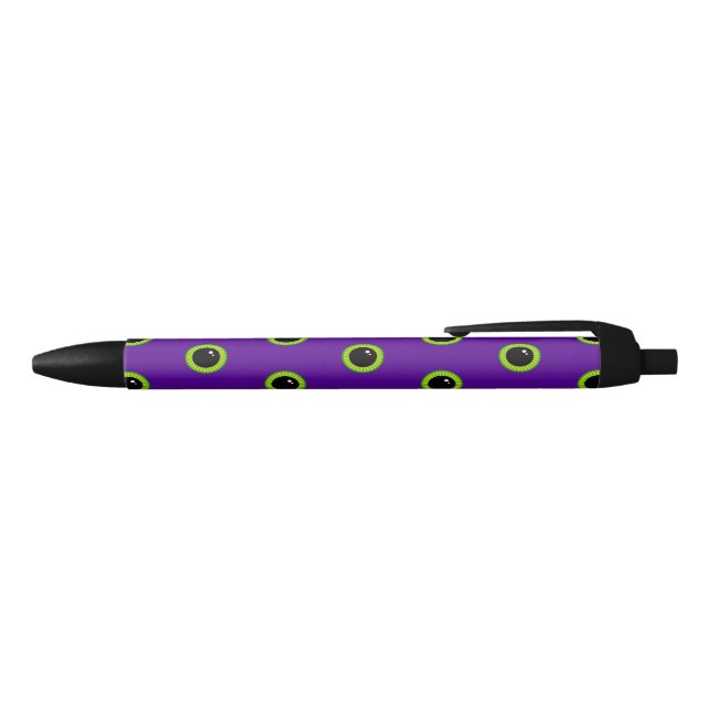 Funny Green and Purple Monster Eyes Black Ink Pen (Top)