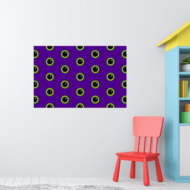 Funny Green and Purple Monster Eyes Poster (Nursery 1)