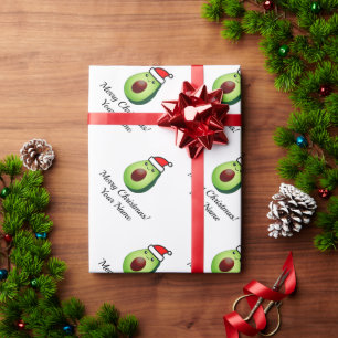 Funny green avocado Christmas Santa Wrapping Paper