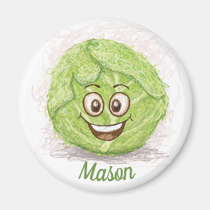 Funny Green Cabbage Drawing Custom Name fridge Magnet