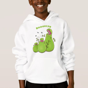 Funny green carnivorous pitcher plants cartoon