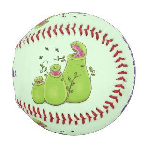 Funny green carnivorous pitcher plants cartoon baseball