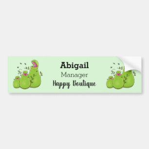 Funny green carnivorous pitcher plants cartoon bumper sticker