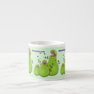 Funny green carnivorous pitcher plants cartoon espresso cup