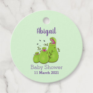 Funny green carnivorous pitcher plants cartoon favour tags