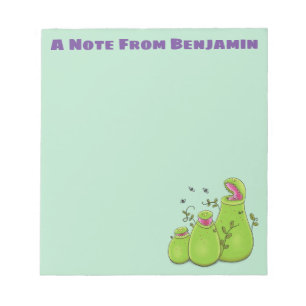 Funny green carnivorous pitcher plants cartoon notepad