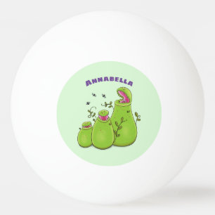 Funny green carnivorous pitcher plants cartoon ping pong ball