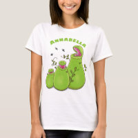 Funny green carnivorous pitcher plants cartoon