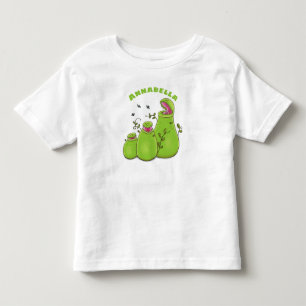 Funny green carnivorous pitcher plants cartoon toddler t-shirt
