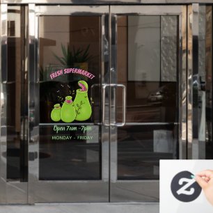 Funny green carnivorous pitcher plants cartoon window cling