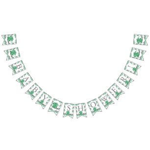 Funny Green Chevron Silly Cute Baby Elephant Bunting Flags