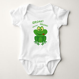 Funny green croaking tode frog baby bodysuit