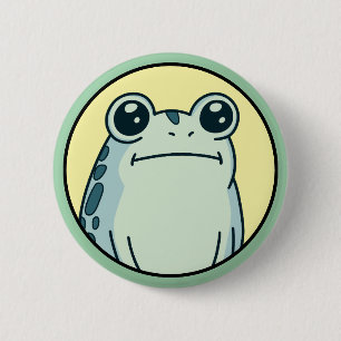 Funny Green Deadpan Frog Toad 2 Inch Round Button