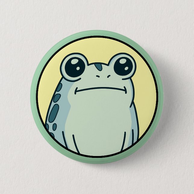 Funny Green Deadpan Frog Toad  2 Inch Round Button (Front)