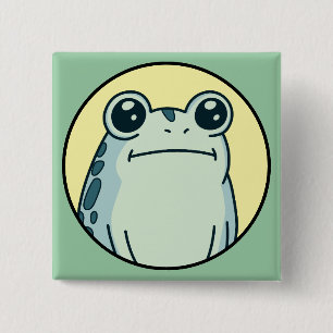 Funny Green Deadpan Frog Toad  2 Inch Square Button