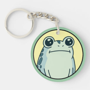 Funny Green Deadpan Frog Toad  Keychain