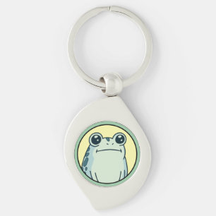 Funny Green Deadpan Frog Toad  Keychain