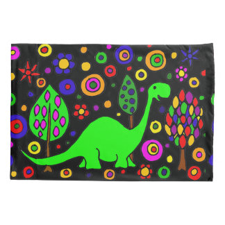 Funny Green Dinosaur Abstract Pillowcase
