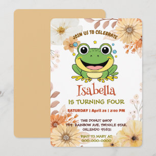 Funny Green Frog animal wildlife cartoon Birthday Invitation