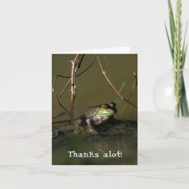 Funny Green Frog Carte de remerciements (Devant)