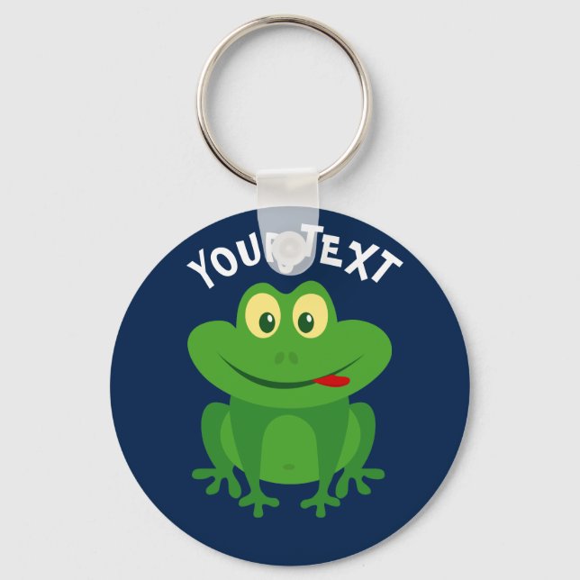 Funny green frog cartoon keychain for kids (Front)