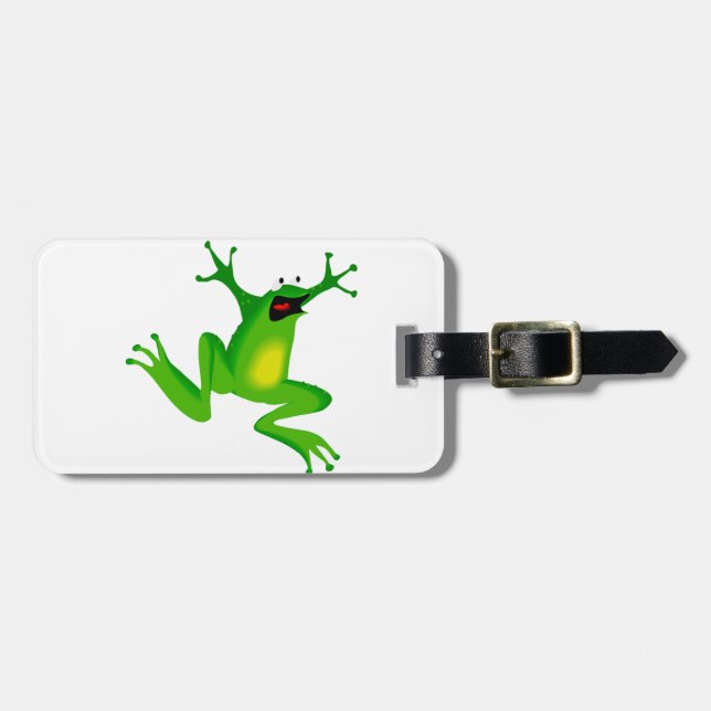 Funny Green Frog Luggage Tags (Front Horizontal)