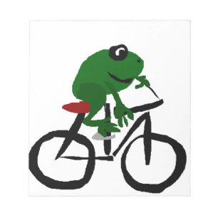 Funny Green Frog Riding Bicycle Notepad