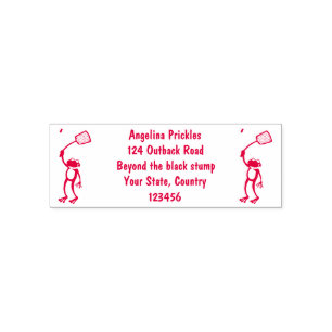Funny green frog swatting fly cartoon self-inking stamp