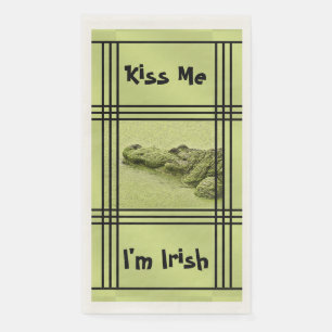 Funny Green Gator Photo - Kiss Me I’m Irish Napkin