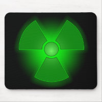 Funny green glowing radioactivity symbol