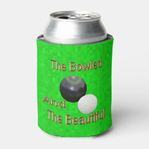 Funny Green Golden Lawn Bowls Bowled Design, Can Cooler