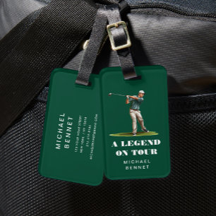 Funny Green Golfer Sport Luggage Tag